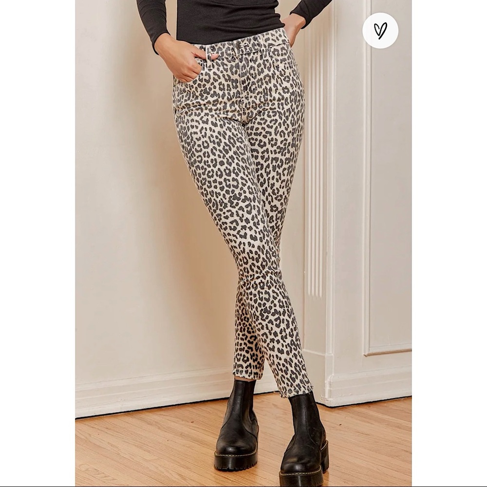 Pistola Aline Cream Cheetah Print High-Rise Skinny Jeans | Size 28